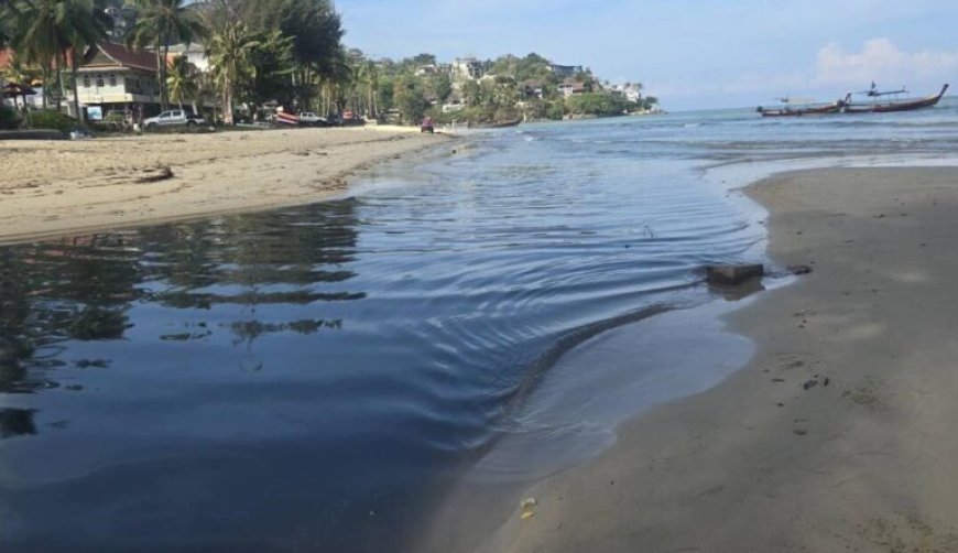 Once more, Polluted water is entering Kampala Beach.contaminated water entering Kamala Beach