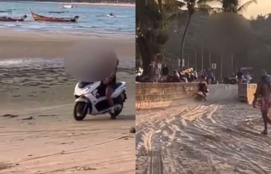 FOOTAGE OF FOREIGN MAN RIDING MOTORBIKE ON KAMALA BEACH GOES VIRAL