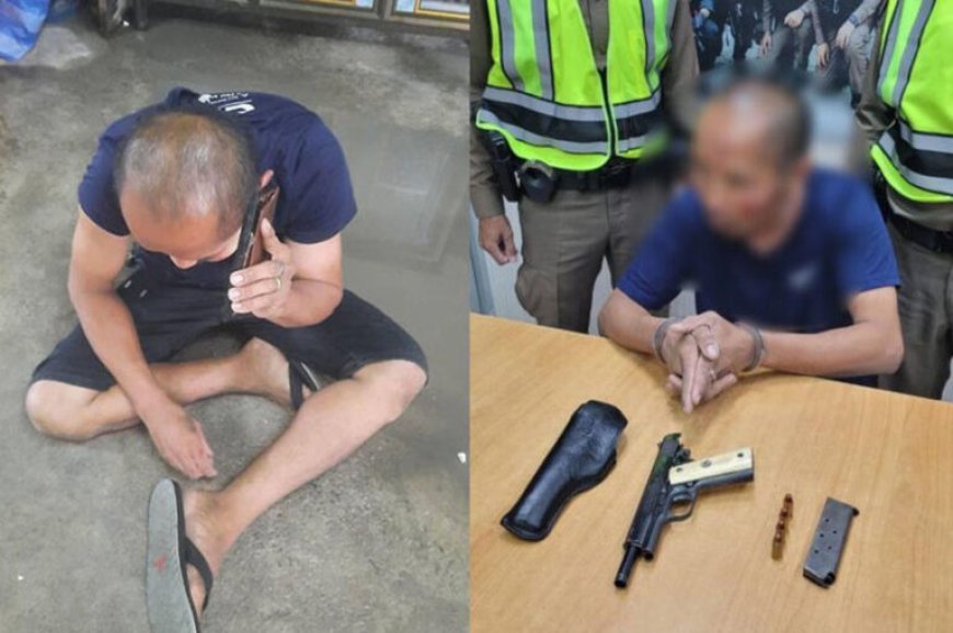 MAN ARRESTED IN PATTAYA FOR THREATENING SONGKRAN REVELLERS WITH A GUN
